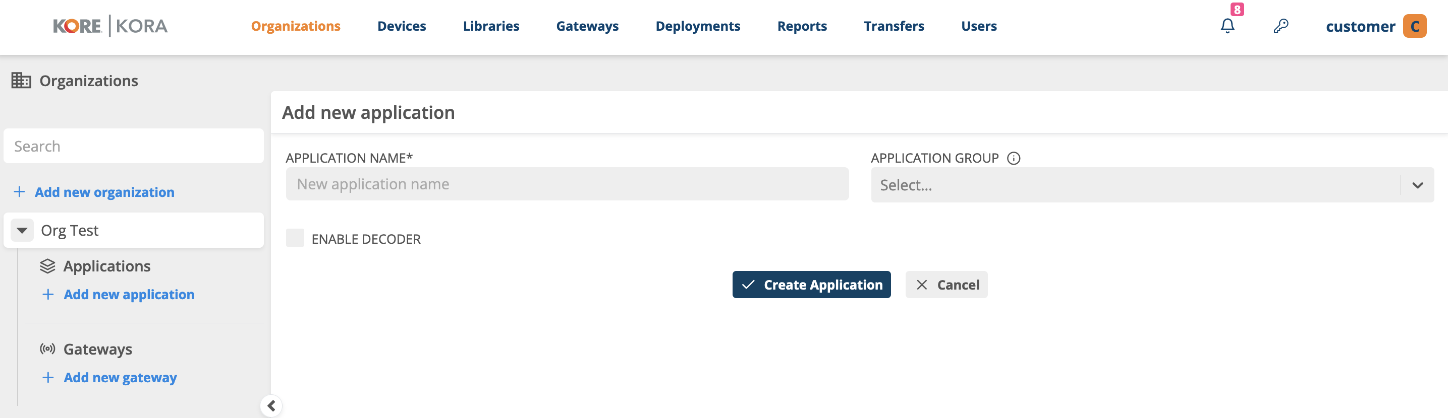 Creating application - Step 1