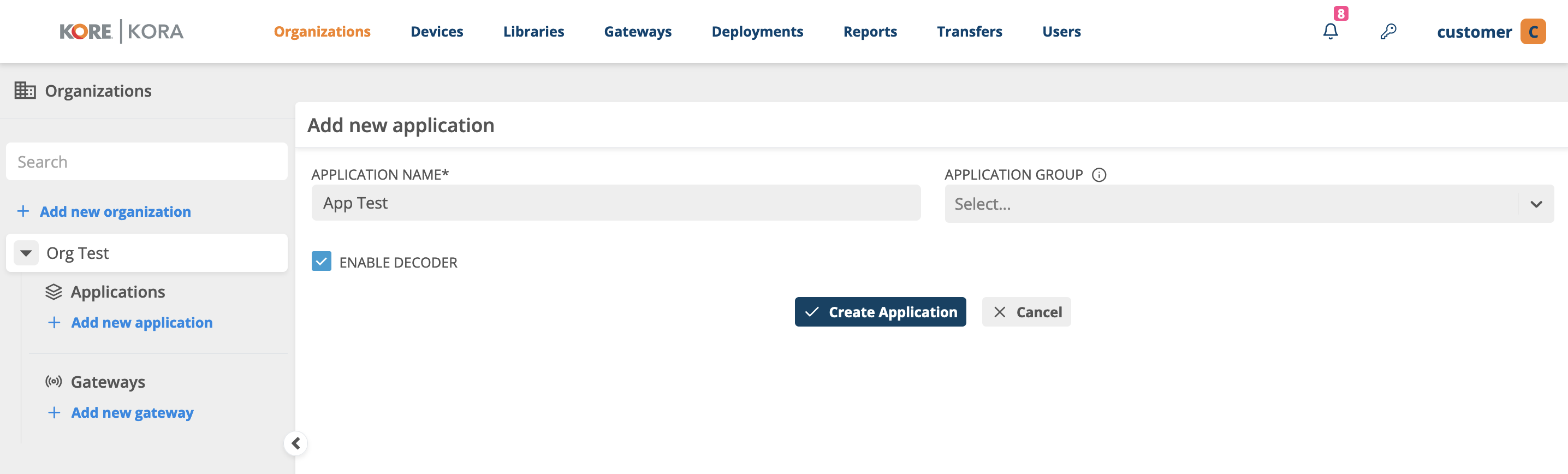 Creating application - Step 2