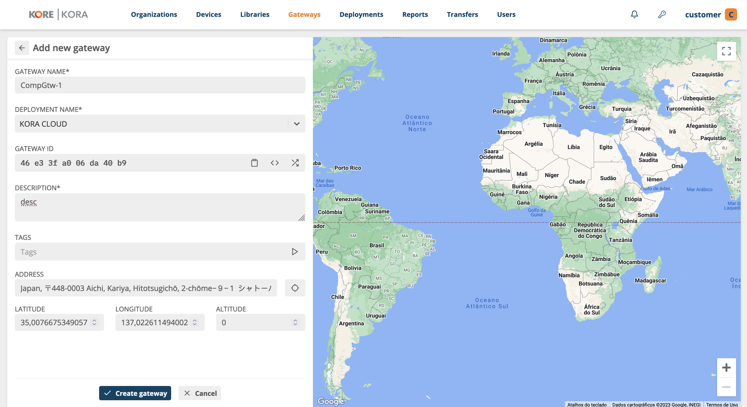 Creating gateway - Step 3