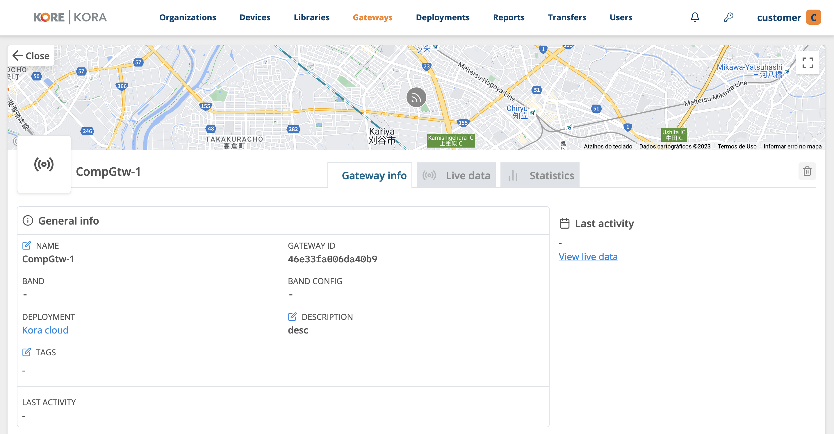 Deleting gateway - Step 2